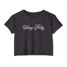 Load image into Gallery viewer, (White) “Vibing Pretty” Crop Top