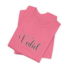 Load image into Gallery viewer, (Black) “Valid” Jersey Tee