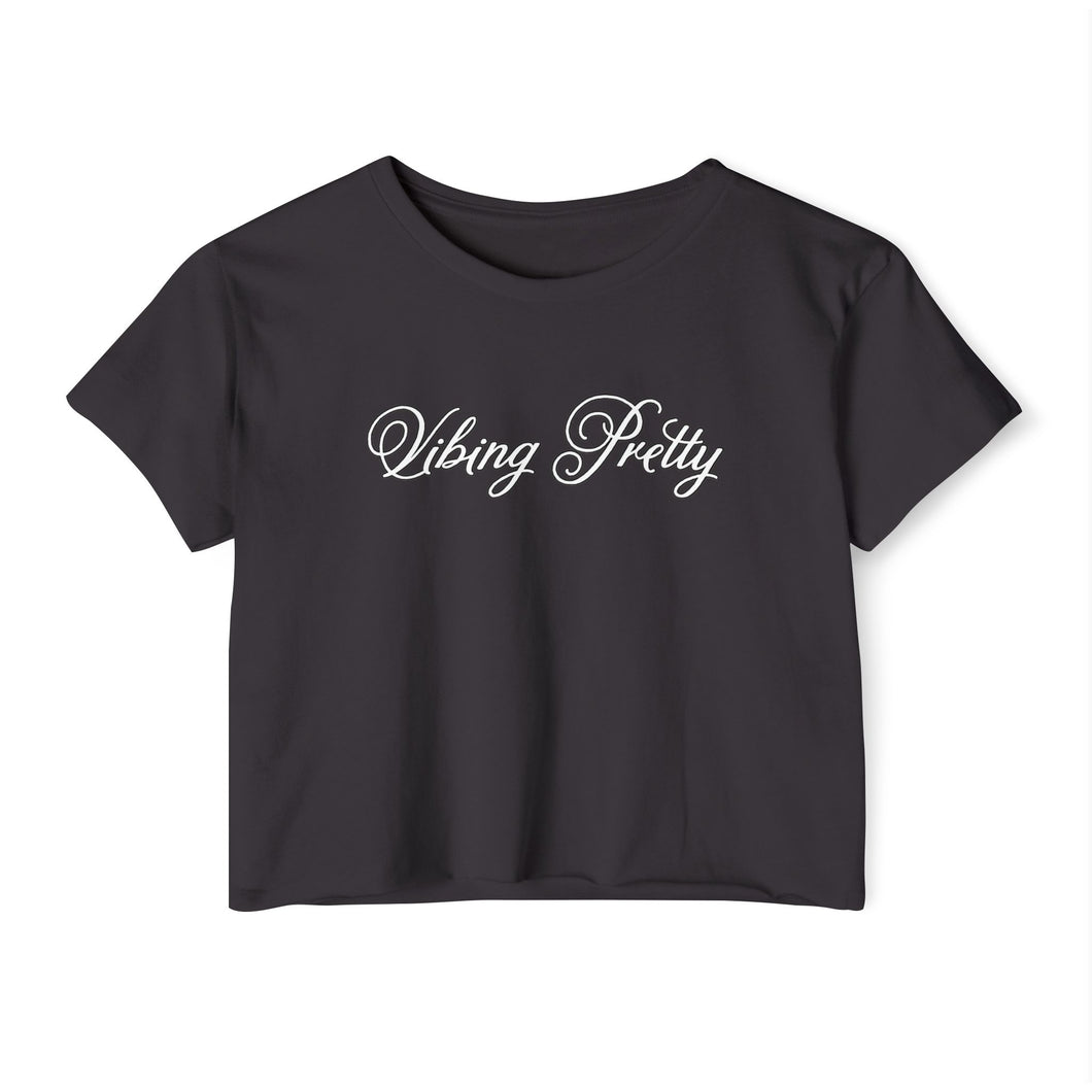 (White) “Vibing Pretty” Crop Top