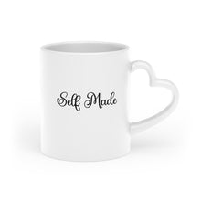 Load image into Gallery viewer, &quot;Self made&quot; (black) Heart-Shaped Mug
